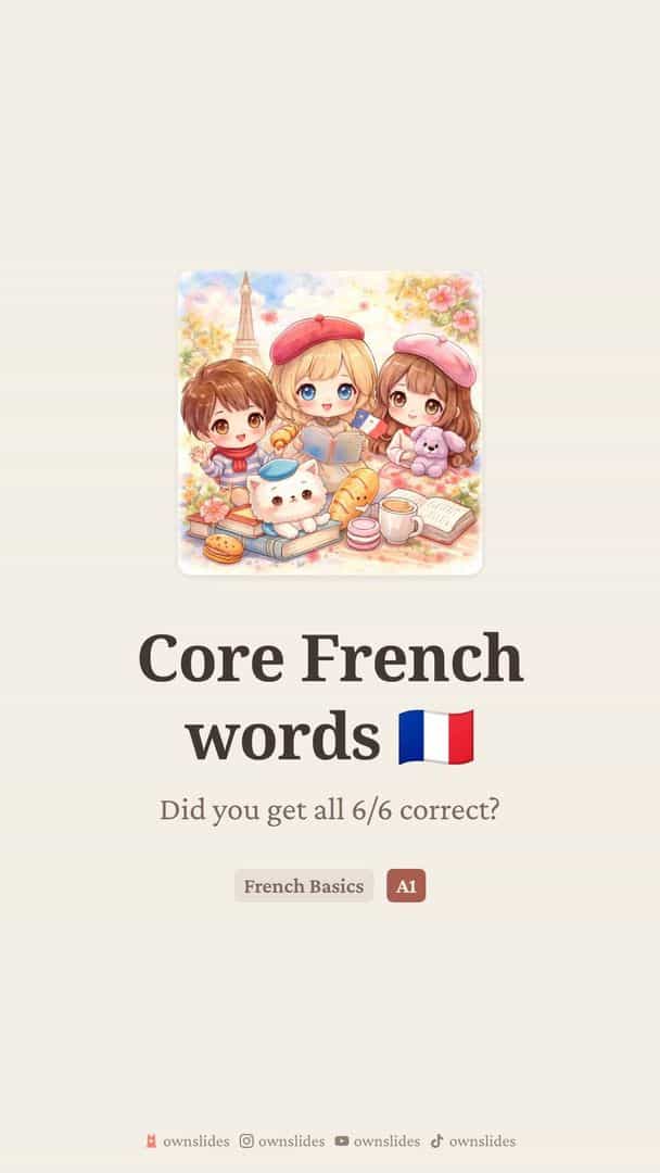 French Greetings Basics: Bonjour, Merci, Eau, Manger, Grand, Nous