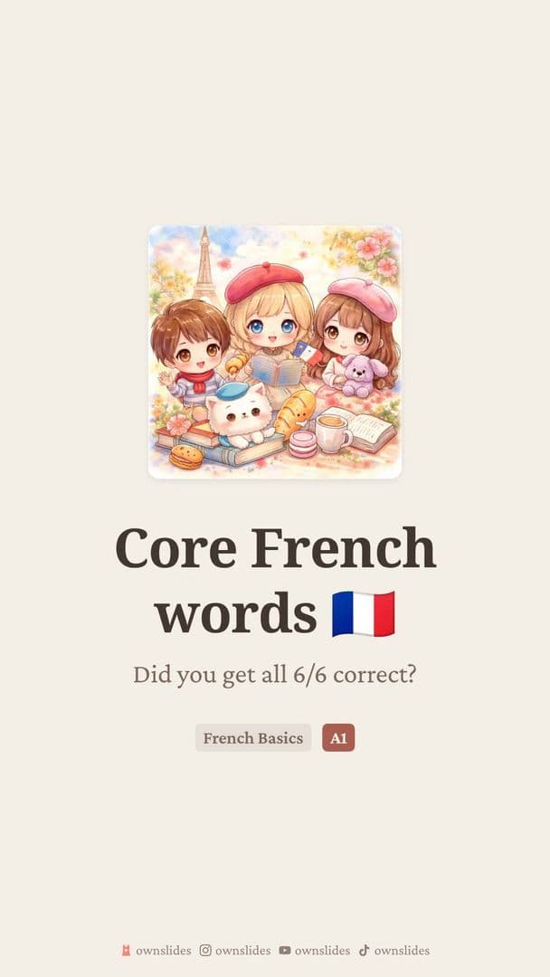 French Greetings Basics: Bonjour, Merci, Eau, Manger, Grand, Nous